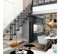 HEFJIAYCIQ Main Courante D'escalier À Fixation Latérale En U, Balustres D'escalier D'intérieur Et D'extérieur, Pour Porches, Terrasses, Greniers, Hôtels, Colonnes De Soutien,Noir,60cm/1.9ft
