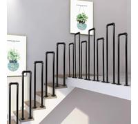 HEFJIAYCIQ Mains Courantes En Métal En Forme De U, Marchepieds Décoratifs D'escalier Barre D'appui En Fer Forgé, Pour Maison/Villa/Couloir Colonne De Rampe D'escalier,Noir,40cm/1.3ft