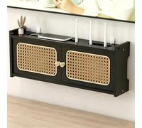 HEFJIAYCIQ Meuble De Rangement en Bois pour Routeur Wi-FI, Boîtier Mural À Forte Capacité De Charge, Étagère De Rangement pour Le Salon, Le Bureau Ou La Chambre À Coucher,Black 2,23.6x4.5x9.1in