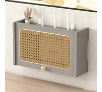 HEFJIAYCIQ Meuble De Rangement en Bois pour Routeur Wi-FI, Boîtier Mural À Forte Capacité De Charge, Étagère De Rangement pour Le Salon, Le Bureau Ou La Chambre À Coucher,Gray 1,15.7x4.5x9.1in