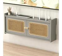 HEFJIAYCIQ Meuble De Rangement en Bois pour Routeur Wi-FI, Boîtier Mural À Forte Capacité De Charge, Étagère De Rangement pour Le Salon, Le Bureau Ou La Chambre À Coucher,Gray 2,23.6x4.5x9.1in