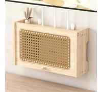 HEFJIAYCIQ Meuble De Rangement en Bois pour Routeur Wi-FI, Boîtier Mural À Forte Capacité De Charge, Étagère De Rangement pour Le Salon, Le Bureau Ou La Chambre À Coucher,Natural 1,15.7x4.5x9.1in