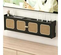 HEFJIAYCIQ Meuble De Rangement en Bois pour Routeur Wi-FI, Boîtier Mural À Forte Capacité De Charge, Étagère De Rangement pour Le Salon, Le Bureau Ou La Chambre À Coucher,Black 3,35.1x4.5x9.1in