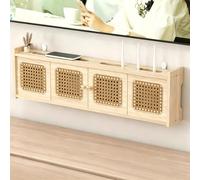 HEFJIAYCIQ Meuble De Rangement en Bois pour Routeur Wi-FI, Boîtier Mural À Forte Capacité De Charge, Étagère De Rangement pour Le Salon, Le Bureau Ou La Chambre À Coucher,Natural 3,35.1x4.5x9.1in