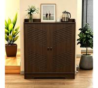 HEFJIAYCIQ Meuble De Rangement pour Routeur Wi-FI, Meuble De Rangement Au Sol À Double Porte pour Modem, avec Étagère Réglable, pour L'entrée, Le Couloir Ou Le Salon,Brown 1,70x25x75cm