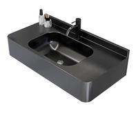 HEFJIAYCIQ Meuble-Lavabo Flottant De 31 X 16 Pouces Avec Évier, Lavabo Mural En Acier Inoxydable Pour Vestiaire, Pour La Maison, Le Garage, Le Restaurant Ou La Buanderie,Black 2,80x40x15cm