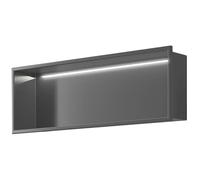 HEFJIAYCIQ Niche De Douche À Éclairage LED, Niche en Acier Inoxydable sans Carrelage avec Éclairage, Étagère Murale Encastrée pour Le Rangement dans La Salle De Bain,Gris,32x12.5x62cm