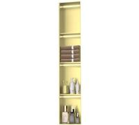 HEFJIAYCIQ Niche De Douche avec Bandes Lumineuses LED, Organisateur De Rangement Étanche en Acier Inoxydable, Éclairage De Salle De Bain Armoire Murale Encastrée,4tier Gold,28x12.5x120cm