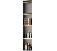 HEFJIAYCIQ Niche De Douche avec Bandes Lumineuses LED, Organisateur De Rangement Étanche en Acier Inoxydable, Éclairage De Salle De Bain Armoire Murale Encastrée,4tier Gray,28x12.5x120cm