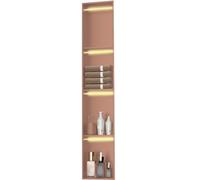 HEFJIAYCIQ Niche De Douche avec Bandes Lumineuses LED, Organisateur De Rangement Étanche en Acier Inoxydable, Éclairage De Salle De Bain Armoire Murale Encastrée,4tier Brass,28x12.5x120cm