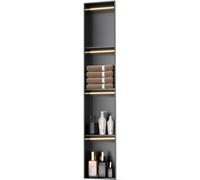 HEFJIAYCIQ Niche De Douche avec Bandes Lumineuses LED, Organisateur De Rangement Étanche en Acier Inoxydable, Éclairage De Salle De Bain Armoire Murale Encastrée,4tier Black,28x12.5x120cm