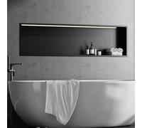 HEFJIAYCIQ Niche De Douche En Acier Inoxydable, Niche Murale Sans Carrelage Avec Éclairage LED, Étagère De Rangement Encastrée Pour Salle De Bain,Noir,32x12.5x72cm