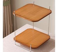 HEFJIAYCIQ Organisateur De Comptoir d'angle, Organisateur À 2 Niveaux avec Structure Métallique Et Cloison en Bambou, Plateau De Maquillage Étagère À Épices pour Cuisine,Brown 2,31x31x39cm