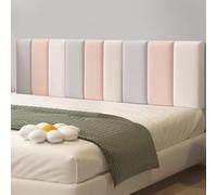 HEFJIAYCIQ Panneaux De Tête De Lit Rembourrés pour Queen Size, Tête De Lit Murale Anti-Collision, Panneaux Muraux Peel and Stick pour Chambre À Coucher,Light Pink Set,270x60cm