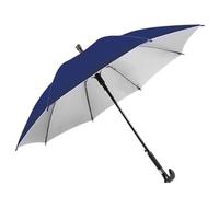 HEFJIAYCIQ Parapluie en Bâton De Marche avec Grande Poignée, Double Usage Soleil Et Pluie, Canne Parapluie Classique Coupe-Vent À Ouverture Automatique,Bleu,82cm/32inch