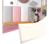 HEFJIAYCIQ Tête De Lit Murale Tapissée, Panneaux Muraux 3D Imperméables Et Autocollants, Têtes De Lit - Lits Jumeaux Et Lits King,Off White,20x50cm