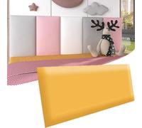 HEFJIAYCIQ Tête De Lit Murale Tapissée, Panneaux Muraux 3D Imperméables Et Autocollants, Têtes De Lit - Lits Jumeaux Et Lits King,Creamy Yellow,20x50cm