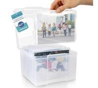 HEFTMAN 5 x 7 boîtes photo - Boîte transparente avec 6 étuis intérieurs, contient 600 photos - Organisateur transparent pour fournitures de bureau, câbles, autocollants