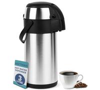 HEFTMAN Carafe à café isotherme - Airpot en acier inoxydable de 3L avec action pompe, isolation à double paroi, carafe à café et thé étanche avec base rotative à 360°, poignée de transport, verrou de