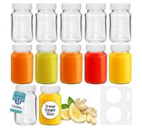 HEFTMAN Lot de 12 bouteilles vides en verre avec couvercles, 120ml | avec brosse de nettoyage et étiquettes, réutilisables, transparentes, hermétiques