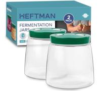 HEFTMAN Lot de 2 bocaux de fermentation avec aération 1 voie d'aération - 1 litre - Idéal pour une fermentation sûre pour le kéfir, le kimchi, la choucroute, le levain, l'avoine de nuit - 2 bocaux de