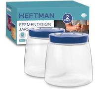 HEFTMAN Lot de 2 bocaux de fermentation avec évent d'air 1 voie, 1L (bleu) | Bocal en Verre Pot de Fermentation pour kéfir, kimchi, choucroute, levain