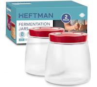 HEFTMAN Lot de 2 bocaux de fermentation avec évent d'air 1 voie, 1L (rouge) | Bocal en Verre Pots de Fermentation pour kéfir, kimchi, choucroute, levain