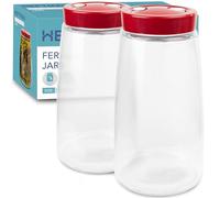 HEFTMAN Lot de 2 bocaux de fermentation avec évent d'air 1 voie, 2,2L rouge