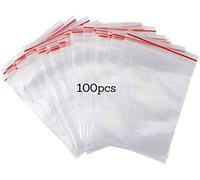 Hefty Lot de 100 sacs en plastique transparent fermeture éclair, épais, durables | Emballage pour biscuits et bijoux | Petits fermeture à glissière