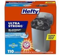 Hefty Lot de 110 grands sacs poubelle de cuisine ultra résistants, occultants, éclatement propre, 39 litres