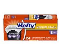 Hefty Lot de 12 sacs poubelles de taille moyenne, avec fermeture à rabat, non parfumés, 24 sacs poubelle (lot de 12), 288 au total