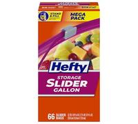 Hefty Lot de 66 sacs de rangement avec glissière - 3,78 L