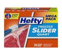 Hefty Slider Freezer Storage Bags, Quart Size, 74 Count