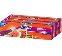 Hefty Slider Jumbo Storage Plastic Bags - 2.5 Gallon Size, 3 Boxes of 15 Bags (45 Total)