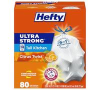 Hefty Ultra Strong Trash Bags (Citrus Twist, Tall Kitchen Drawstring, 13 Gallon, 80 Count) by Hefty