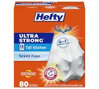 Hefty Ultra Strong Trash Bags (Scent Free, Tall Kitchen Drawstring, 13 Gallon, 80 Count) by Hefty