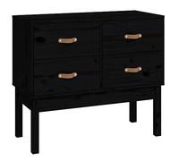 HEFZGDB Armoire console noire - 90 x 40 x 78 cm - En pin massif - Buffet de cuisine - Armoire de cuisine - Vitrine de cuisine - Pour café, salon, dessert, boutique de cuisine