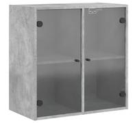 HEFZGDB Armoire murale avec portes en verre, gris béton, 68 x 37 x 68,5 cm, vitrine, cuisine, armoire multifonctionnelle pour buanderie, chambre à coucher, salon, bureau
