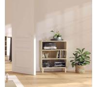 HEFZGDB Bibliothèque avec grande surface de rangement et trois étagères, armoire de rangement pour salon, buffet stable avec pieds en bois et étagère en chêne Sonoma