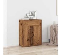HEFZGDB Buffet aspect bois vieilli, 60 x 30 x 75 cm, buffet moderne avec plateau de table fixe pour décoration, pratique avec espace de rangement pour appareils multimédias, blanc comme meuble bas