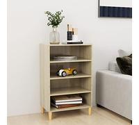 HEFZGDB Buffet en chêne Sonoma - 57 x 35 x 90 cm - Avec quatre étagères - Bibliothèque robuste avec grande capacité de rangement en bois - Buffet avec plateau supérieur stable pour décoration