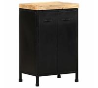 HEFZGDB Buffet robuste en bois dur tropical avec cadre en fer, buffet industriel en bois de manguier brut comme armoire d'appoint avec deux portes