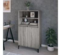 HEFZGDB Buffet stable avec support mural de sécurité, meuble haut gris en bois avec pieds en métal, armoire d'appoint durable pour salon avec espace de rangement, classique
