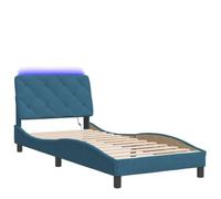 HEFZGDB Cadre de lit avec lumières LED bleues - 90 x 190 cm - En velours - Lit double - Lit familial - Pour salon, chambre à coucher, chambre d'amis, auberge