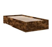 HEFZGDB Cadre de lit avec tiroirs - Chêne fumé - 100 x 200 cm - En bois - Lit d'appoint - Lit simple et double - Pour chambre d'amis, auberge, salon, chambre à coucher