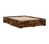 HEFZGDB Cadre de lit avec tiroirs - Chêne fumé - 120 x 200 cm - En bois - Lit d'appoint - Lit simple et double - Pour chambre d'amis, auberge, salon, chambre à coucher