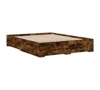 HEFZGDB Cadre de lit avec tiroirs - Chêne fumé - 150 x 200 cm - En bois - Lit d'appoint - Lit simple et double - Pour chambre d'amis, auberge, salon, chambre à coucher