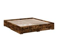 HEFZGDB Cadre de lit avec tiroirs - Chêne fumé - 180 x 200 cm - En bois - Lit d'appoint - Lit simple et double - Pour chambre d'amis, auberge, salon, chambre à coucher