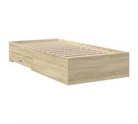 HEFZGDB Cadre de lit avec tiroirs en chêne Sonoma - 100 x 200 cm - En bois - Pour chambre d'amis, auberge, salon, chambre à coucher