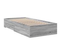 HEFZGDB Cadre de lit avec tiroirs gris Sonoma - 100 x 200 cm - En bois - Lit simple et double - Pour chambre d'amis, auberge, salon, chambre à coucher